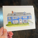 Original Home Commission-Watercolor and Ink House Illustration Painting by Tonja Wilcox- DEPOSIT
