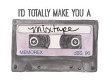 Mixtape- Retro Cassette Tape A2 Greeting Card