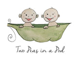 Two Peas in a Pod-Love and Friendship Pun A2 Greeting Card