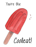 The Coolest, Red Popsicle- A2 Greeting Card