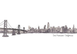 San Francisco, California Skyline- Grayscale A7 Greeting Card/ 5x7 Art Print
