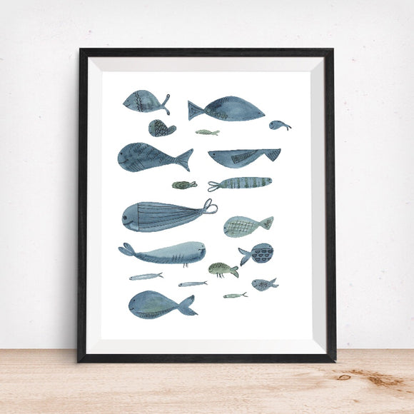 Sealife Series, Swimming Fish-  Giclee Art Print
