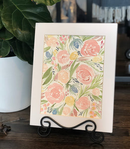 4/10 Day 23 $23 8.5x11” Peach Floral Pattern- Flowers Original Watercolor Painting
