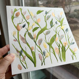 1/19/23 $19- Metallic Leaves- Day 19- 8x8 - Original Watercolor Painting Daily Challenge