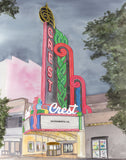 The Crest Theater K Street, Sacramento, CA Giclee Art Print - Neon Landmarks