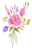 Floral Rose Bouquet- Lavender and Fuschia- Art Print