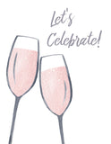 Let's Celebrate, Pink Champagne Glasses- A2 Greeting Card