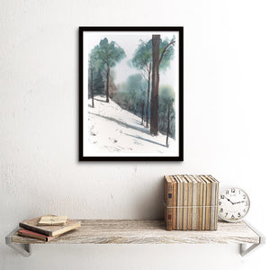 Hilltop with Snow and Long Shadows Art Print