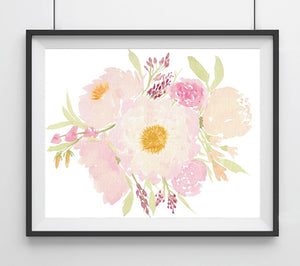 Floral #4 Pink & Blush Peonies Flowers Giclee Art Print