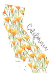 California Poppies in Map- State Flower- A7 Greeting Card/ 5x7 Art Print