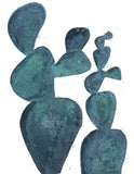 Prickly Pear Cacti, Teal Blue Art Print