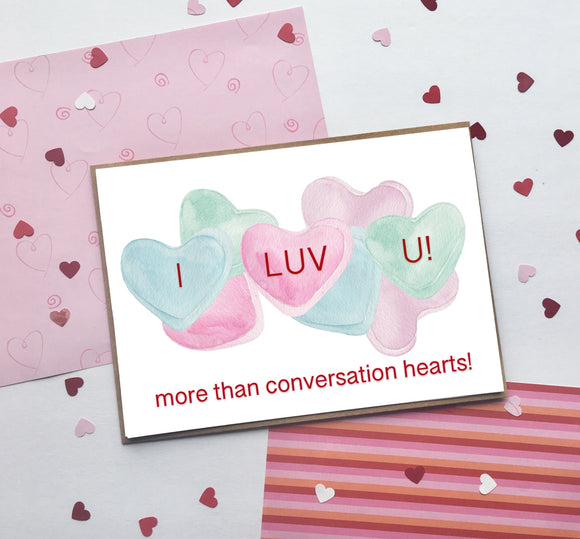 Conversation Hearts- I Luv U- Valentine's Day- A2 4.25