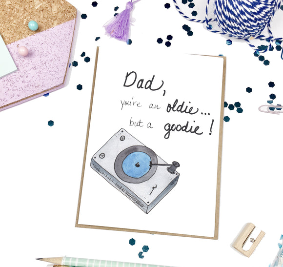 Oldie but Goodie, Retro Record Player Father's Day- A2 Greeting Card