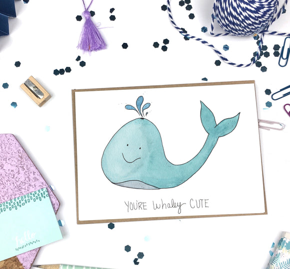 Whaley Cute- Love Pun- A2 Greeting Card